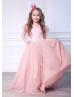 Mauve Velvet Pearls Tulle Sweet Flower Girl Dress